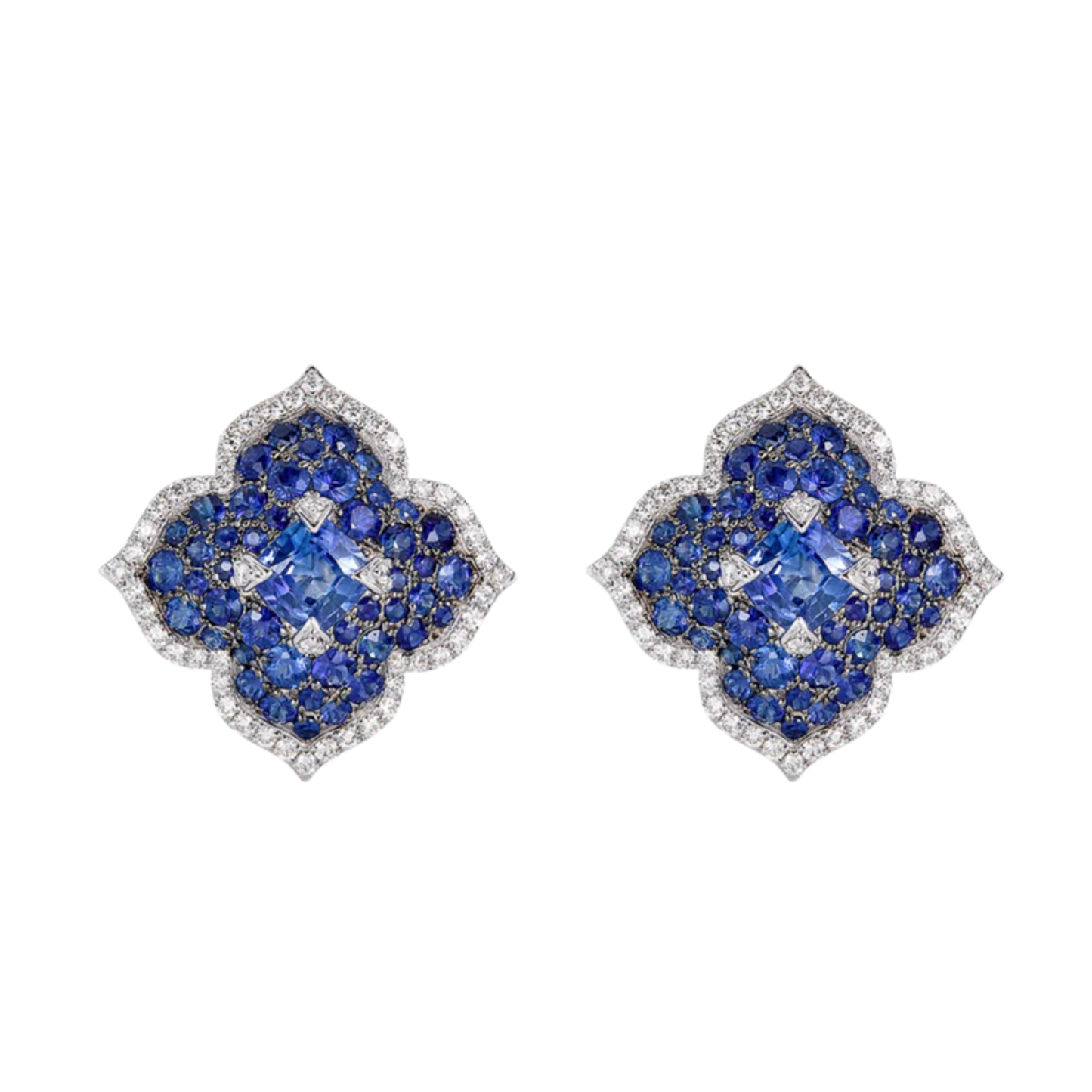 18K White Gold Piranesi Blue Sapphire Earrings