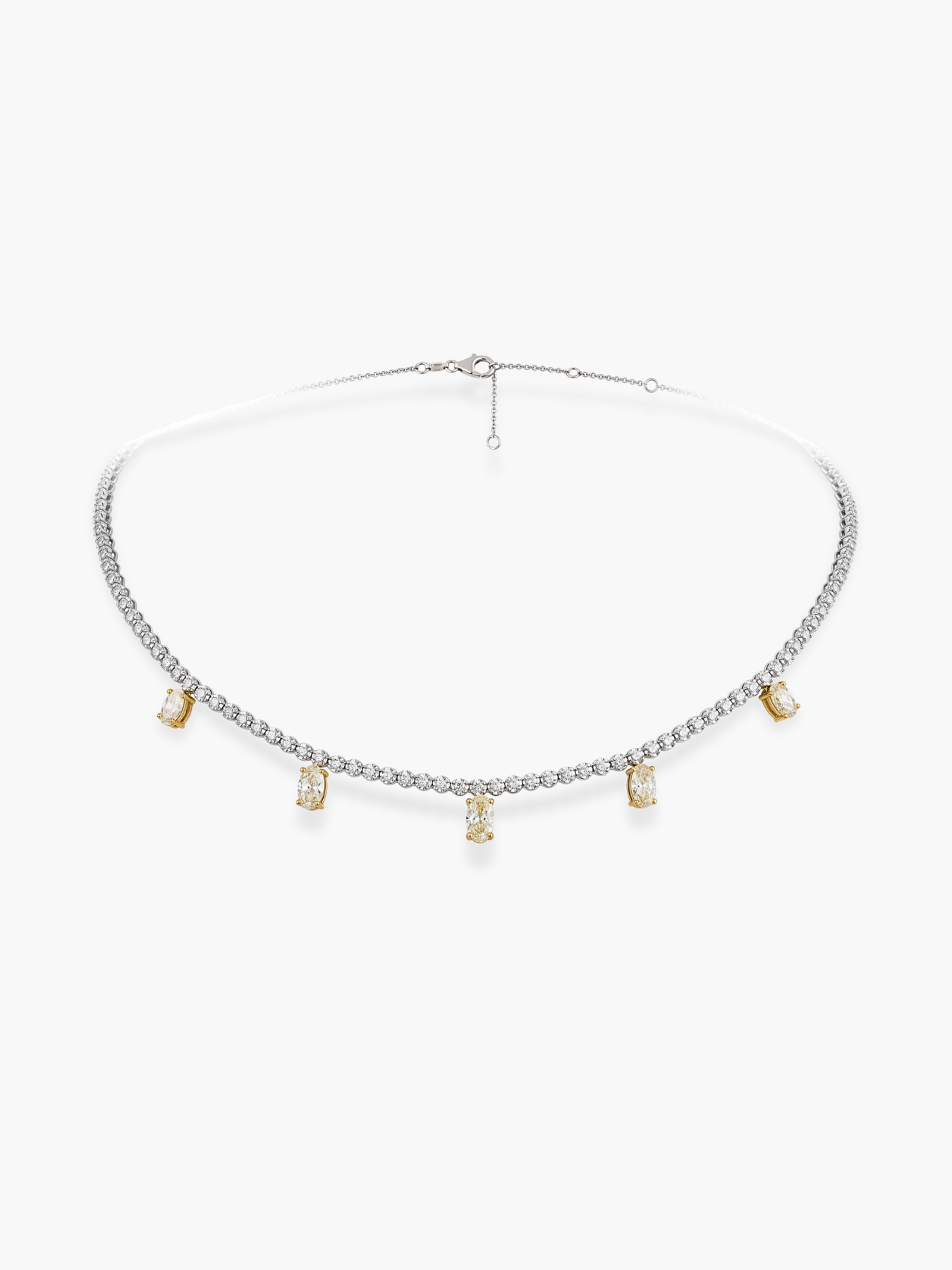 18k White Gold Diamonds and Fancy Yellow Diamonds Necklace