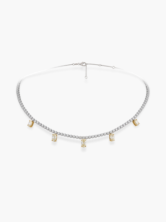 18k White Gold Diamonds and Fancy Yellow Diamonds Necklace