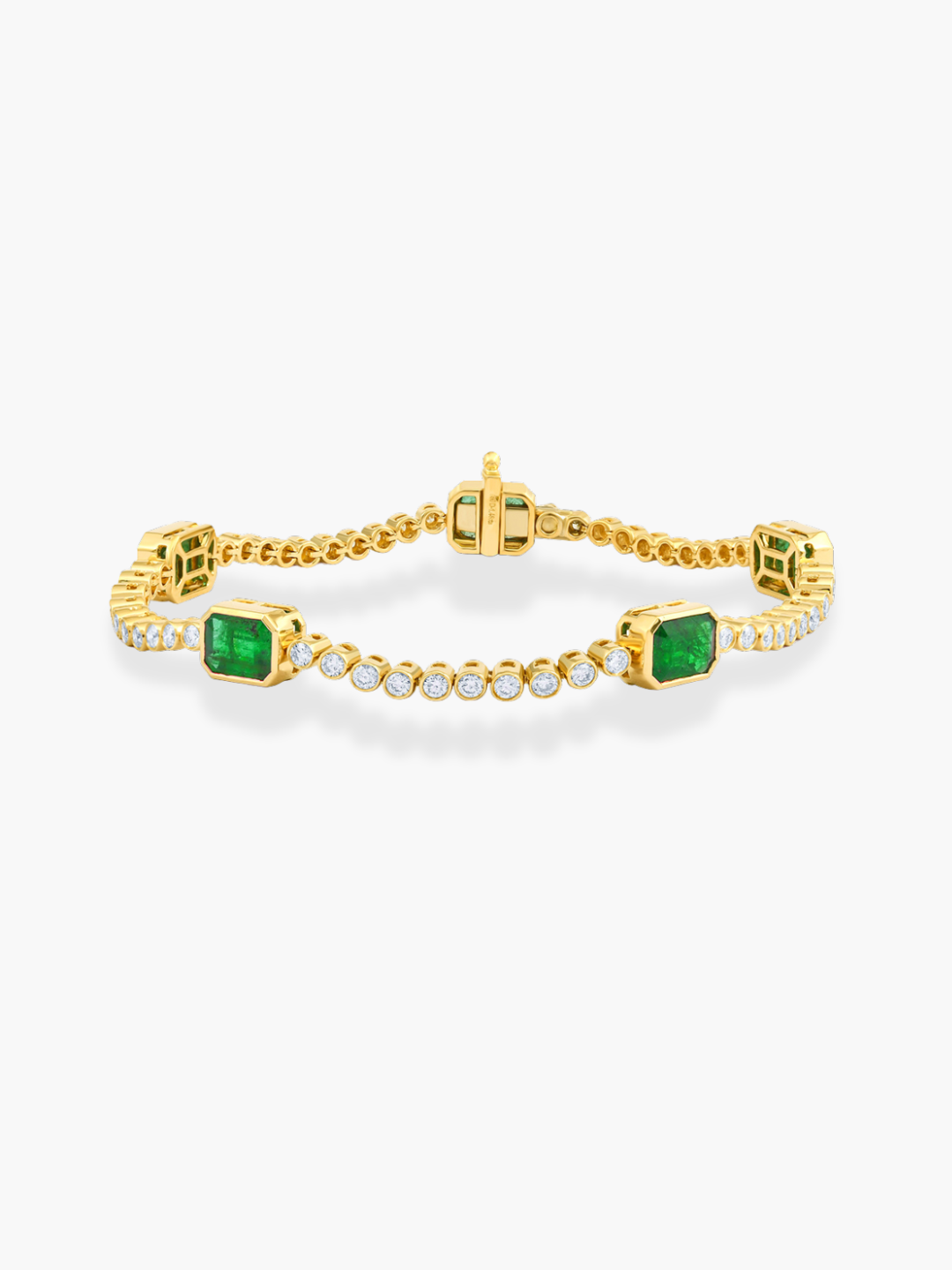 18k Yellow Gold Diamonds and Emerald Bracelet