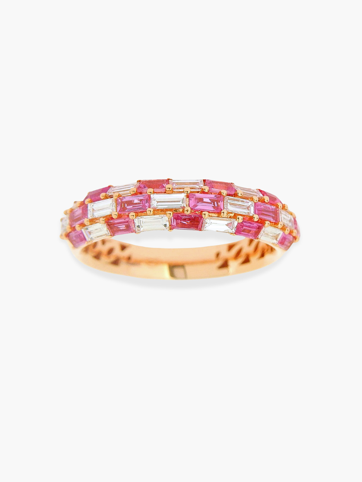 18k Rose Gold Diamond and Pink Sapphire Ring