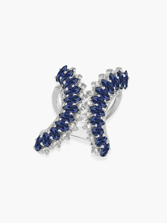 18k White Gold and Blue Sapphire Ring