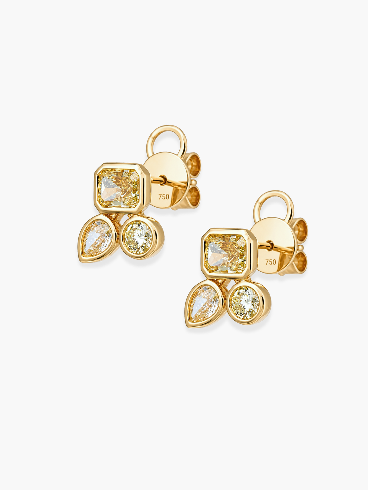 18k Yellow Gold and Diamonds Earrings