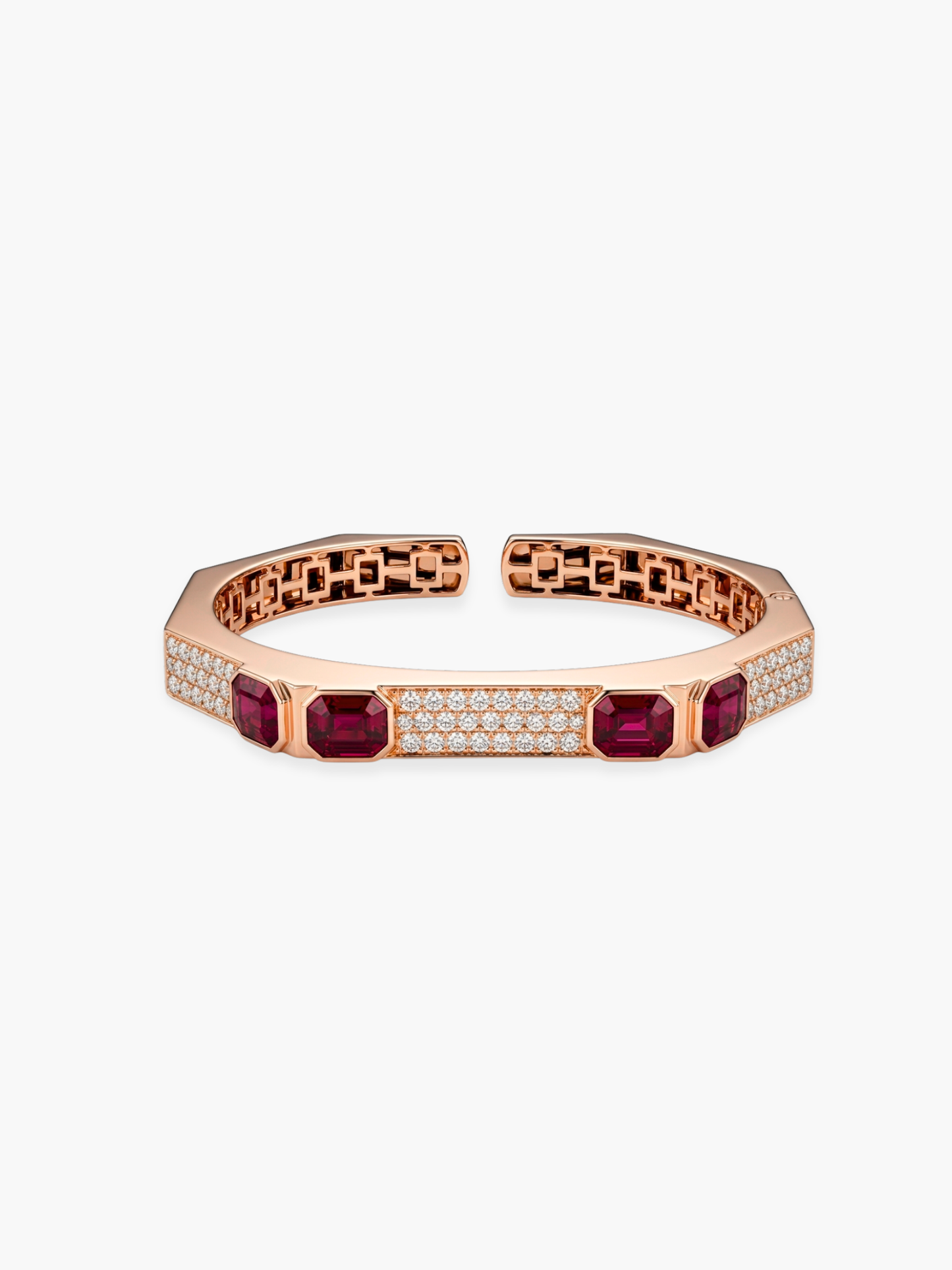 18k Rose Gold Ruby and Diamond Bangle
