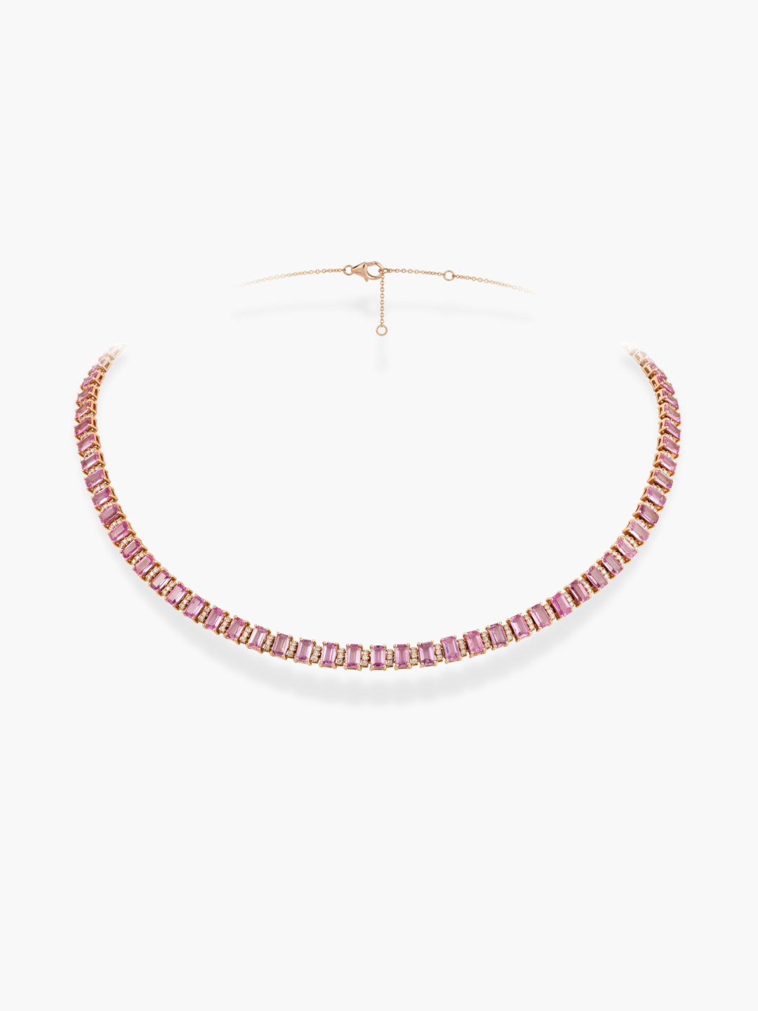 18K Rose Gold And Pink Sapphire Diamond Necklace