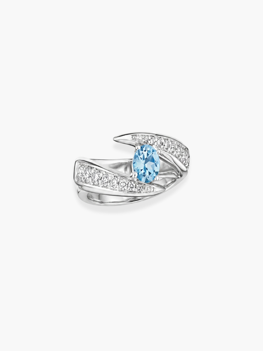 18k White Gold Aquamarine and Diamond Ring
