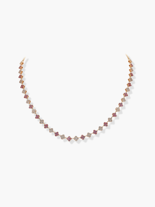 18K Rose Gold Diamond Flower Shaped Adjustable Necklace