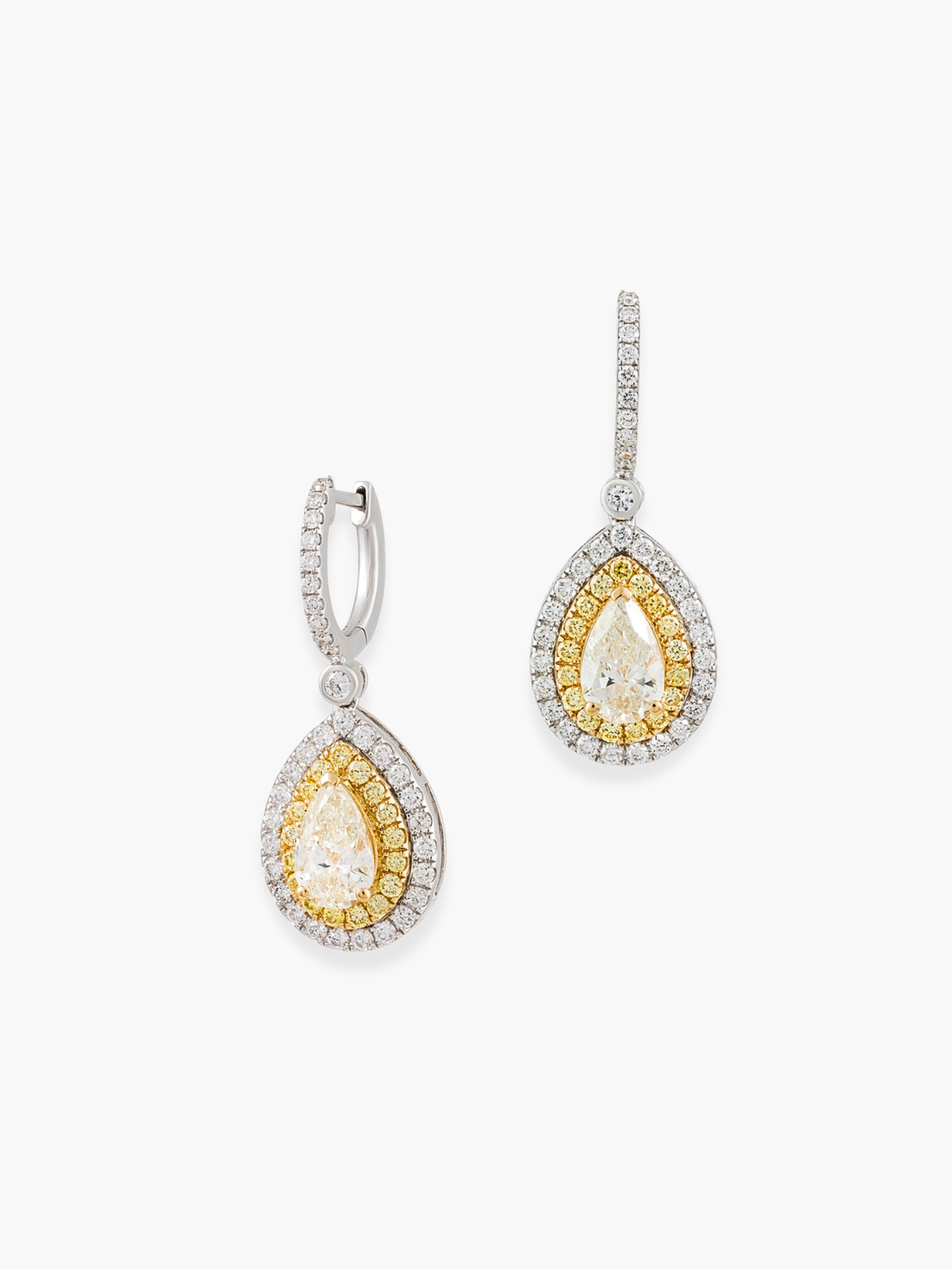 18k White and Yellow Diamond Fancy Earrings
