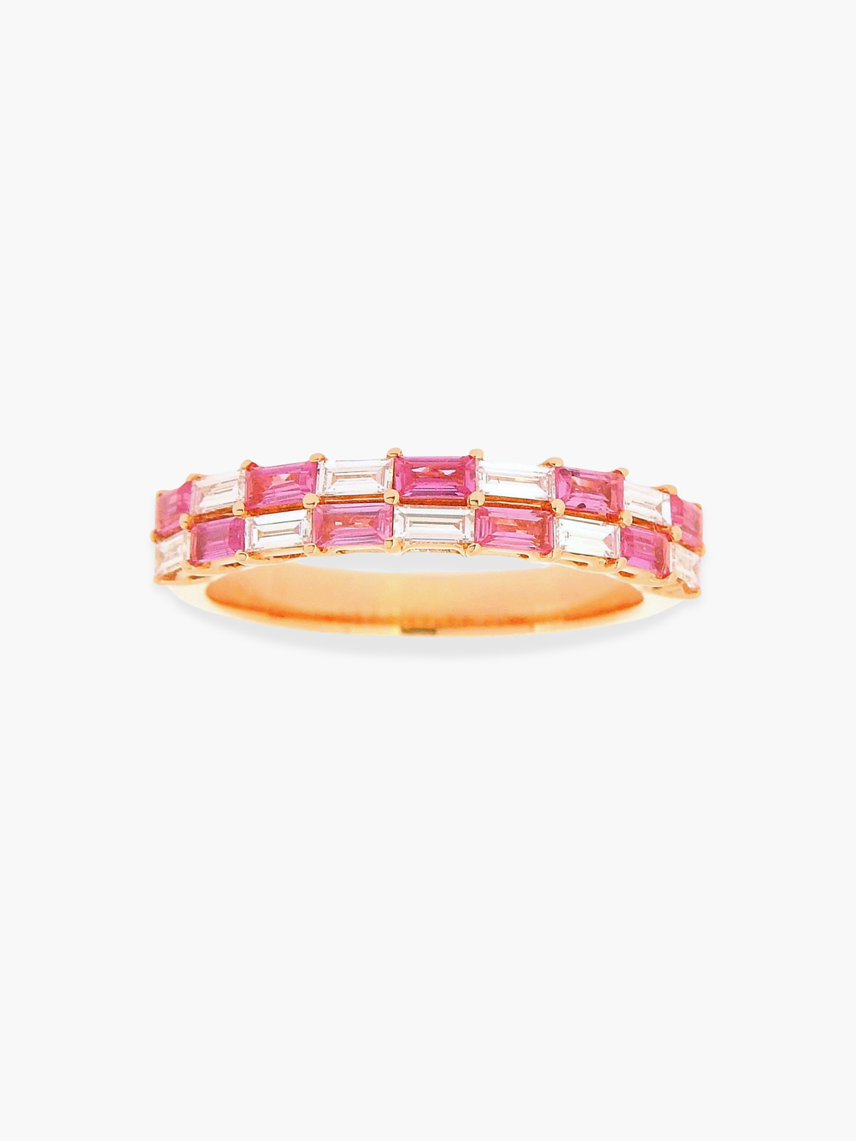18k Rose Gold Diamond and Pink Sapphire Ring