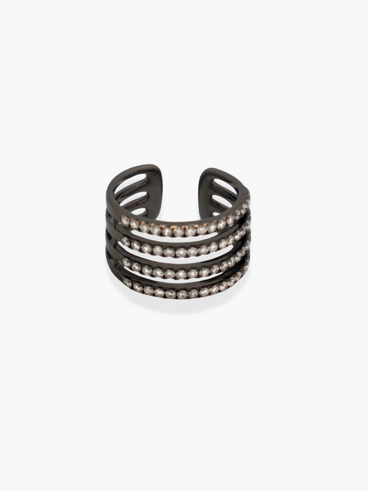 18K Black Rhodium Diamond Cuff Earring