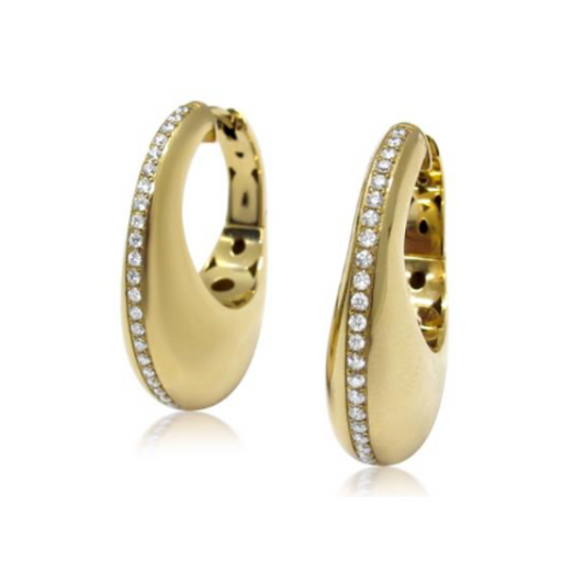 18k Yellow Gold Diamond and Diamond Hoops