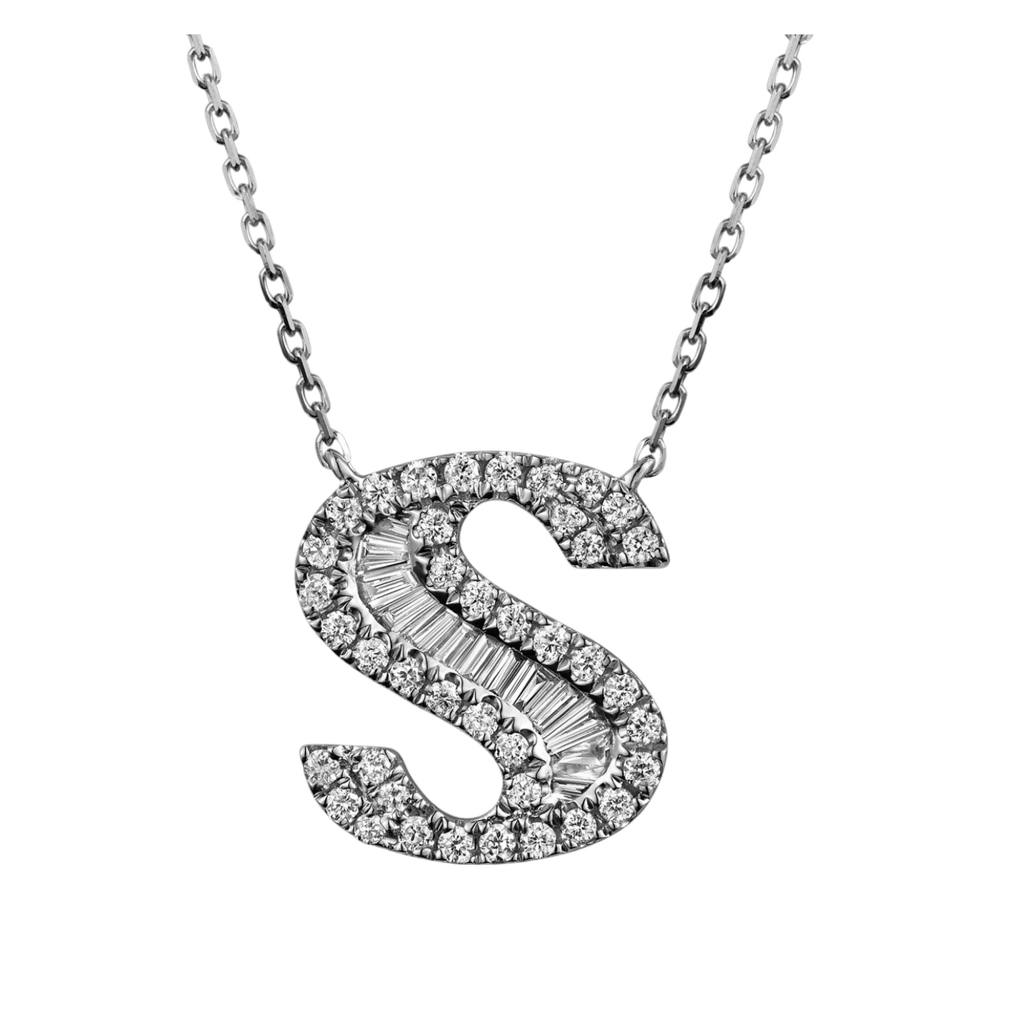 S -18k White Gold Initial Necklace