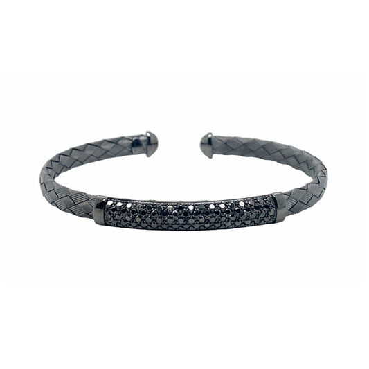 18k Black Titanium Piranesi Braided Bangle with Black Diamonds - MEN'S Collection