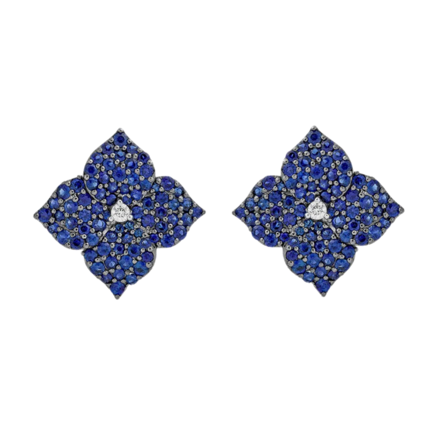 18k Small Diamond and Blue Sapphire Earrings