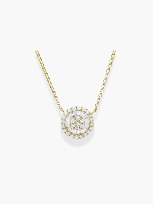 18K Yellow Gold Round Diamond Necklace