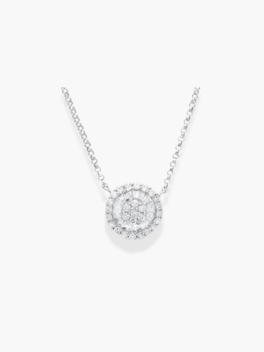 18K White Gold Round Diamond Necklace