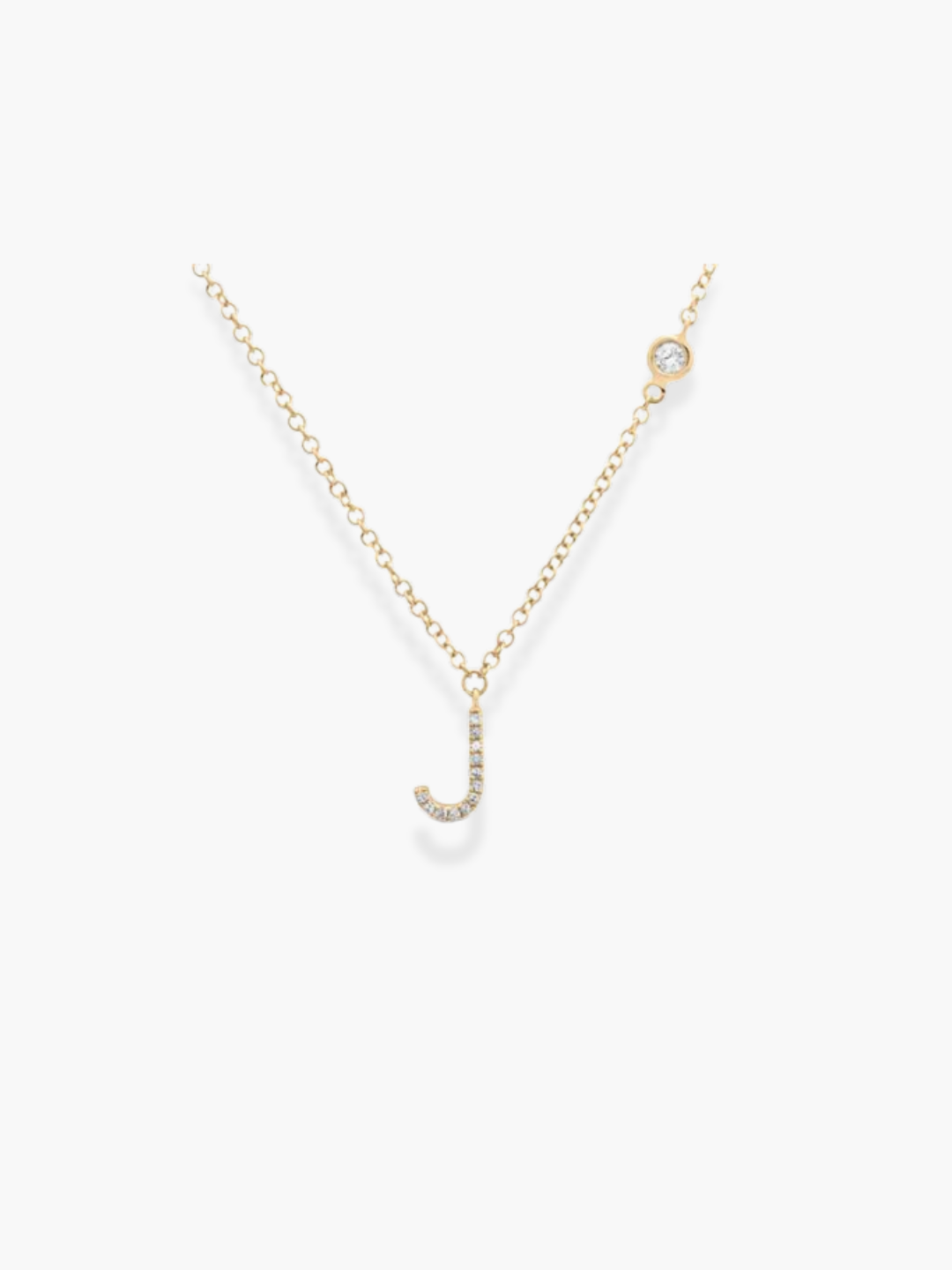 14k Yellow Gold Diamond Initial Necklace