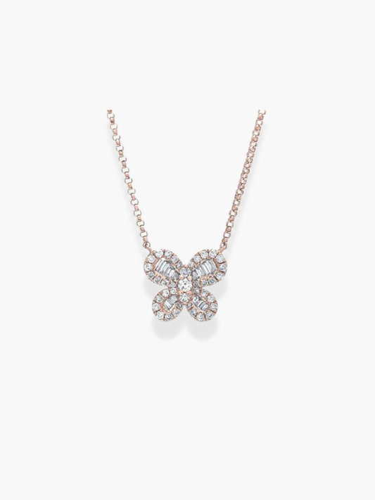 18K Butterfly Diamond Pendant Necklace