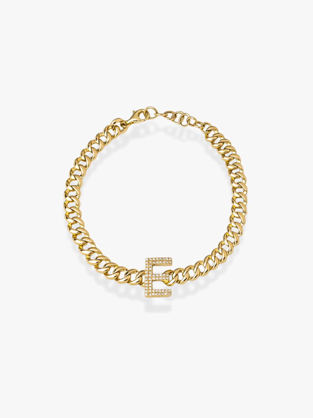 14K Rose Gold Initial E Bracelet