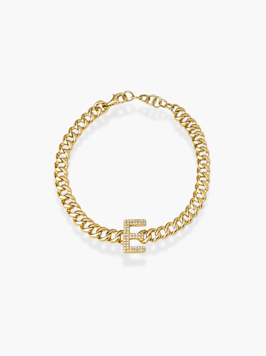 14K Rose Gold Initial E Bracelet