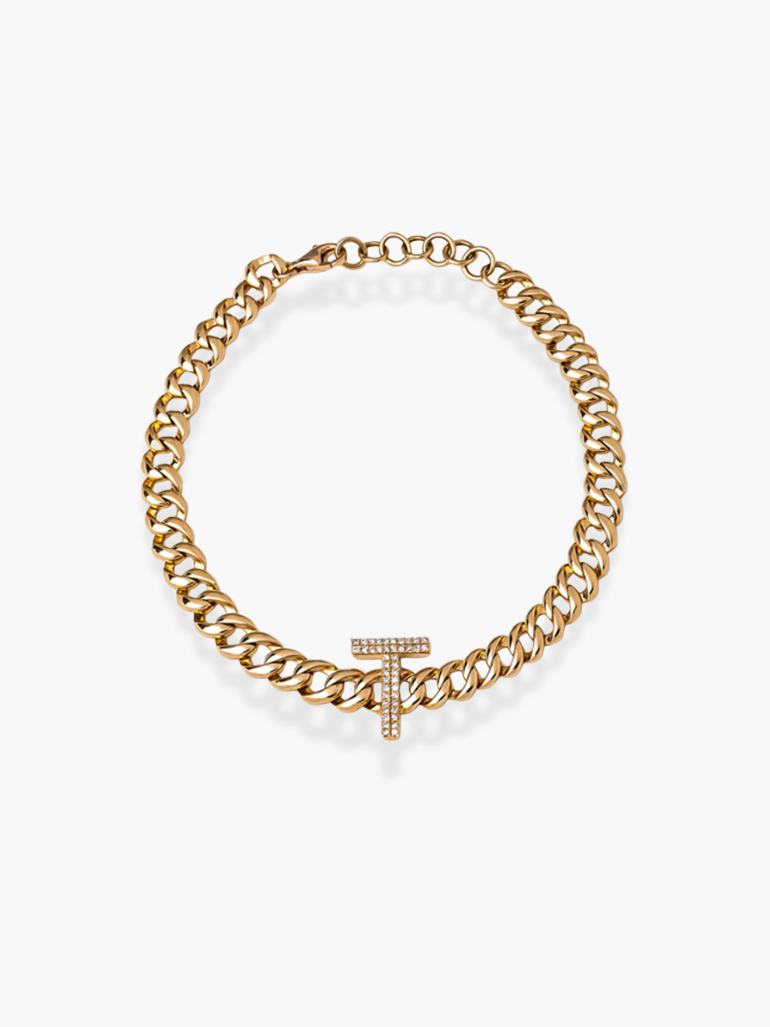 14K Rose Gold Initial T Bracelet