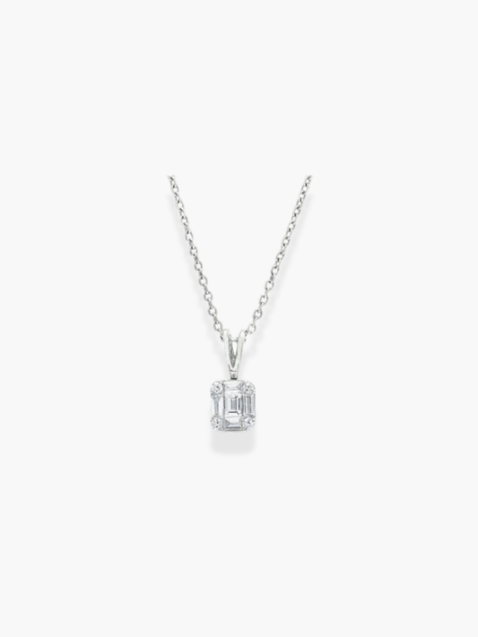 18k White Gold Small Pendant Chain Necklace