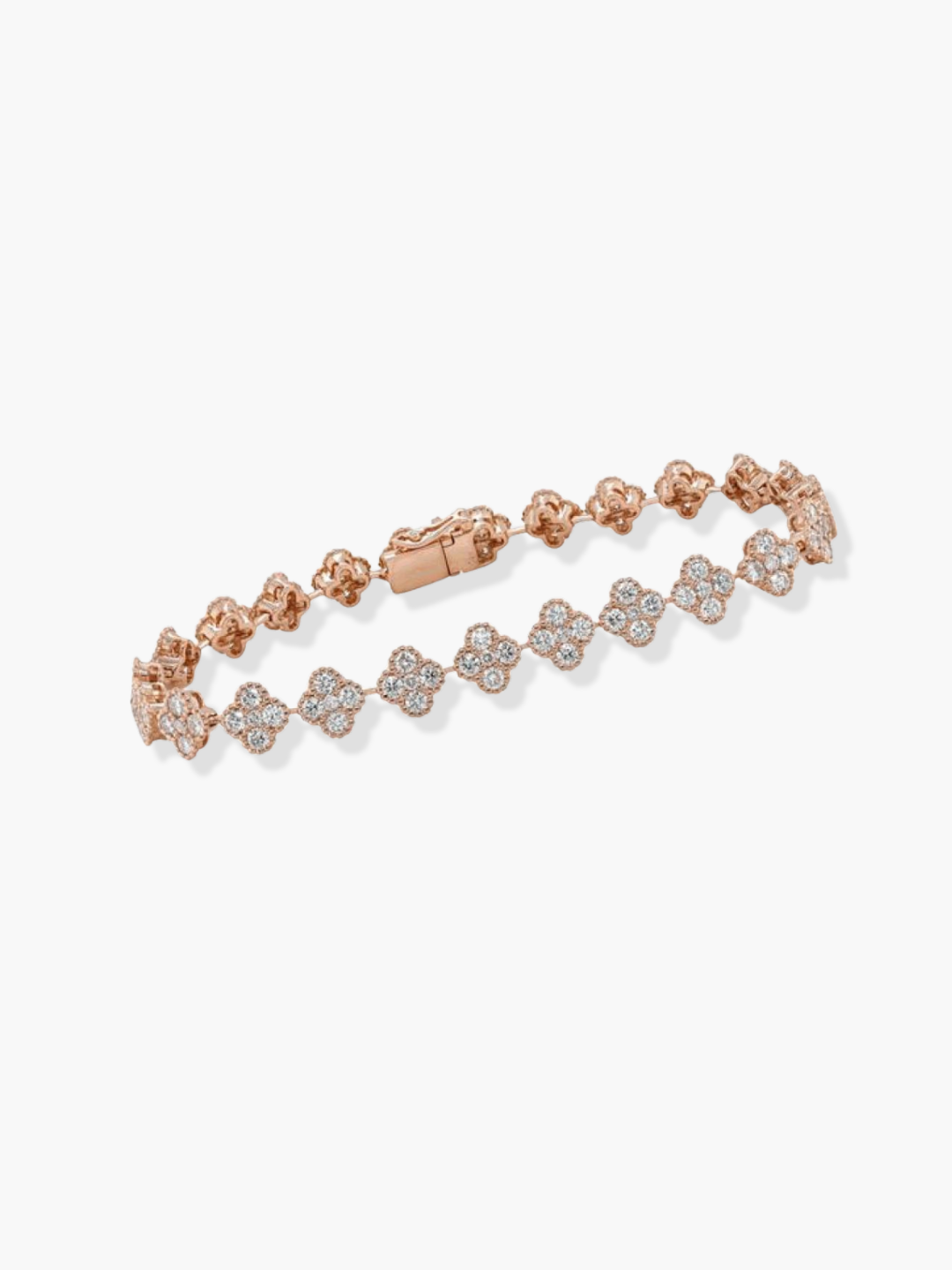18k Rose Gold Flower Shaped Diamond Bracelet
