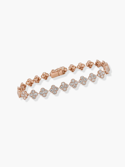 18k Rose Gold Flower Shaped Diamond Bracelet