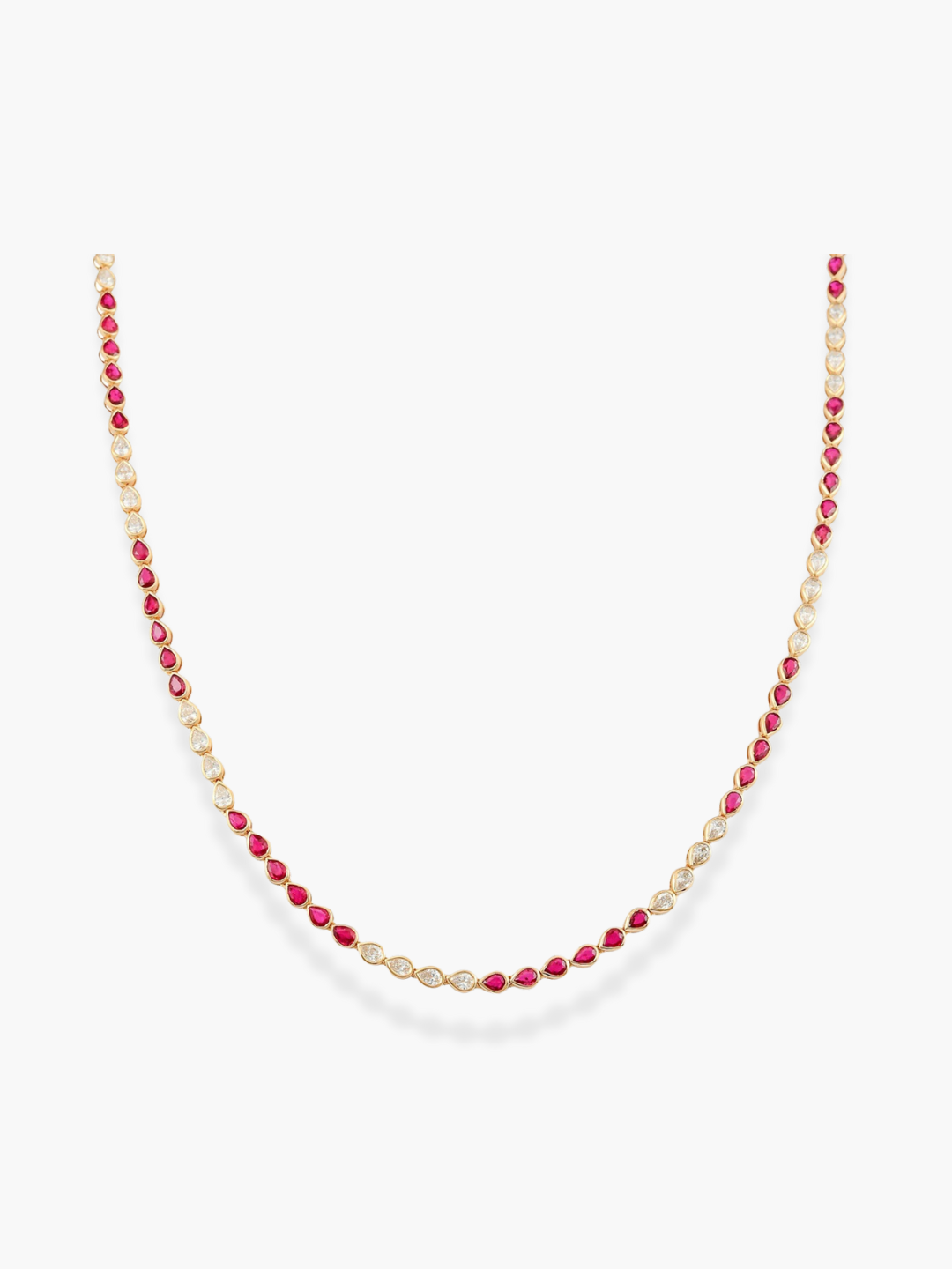 18k Rose Gold Diamond and Ruby Choker Necklace