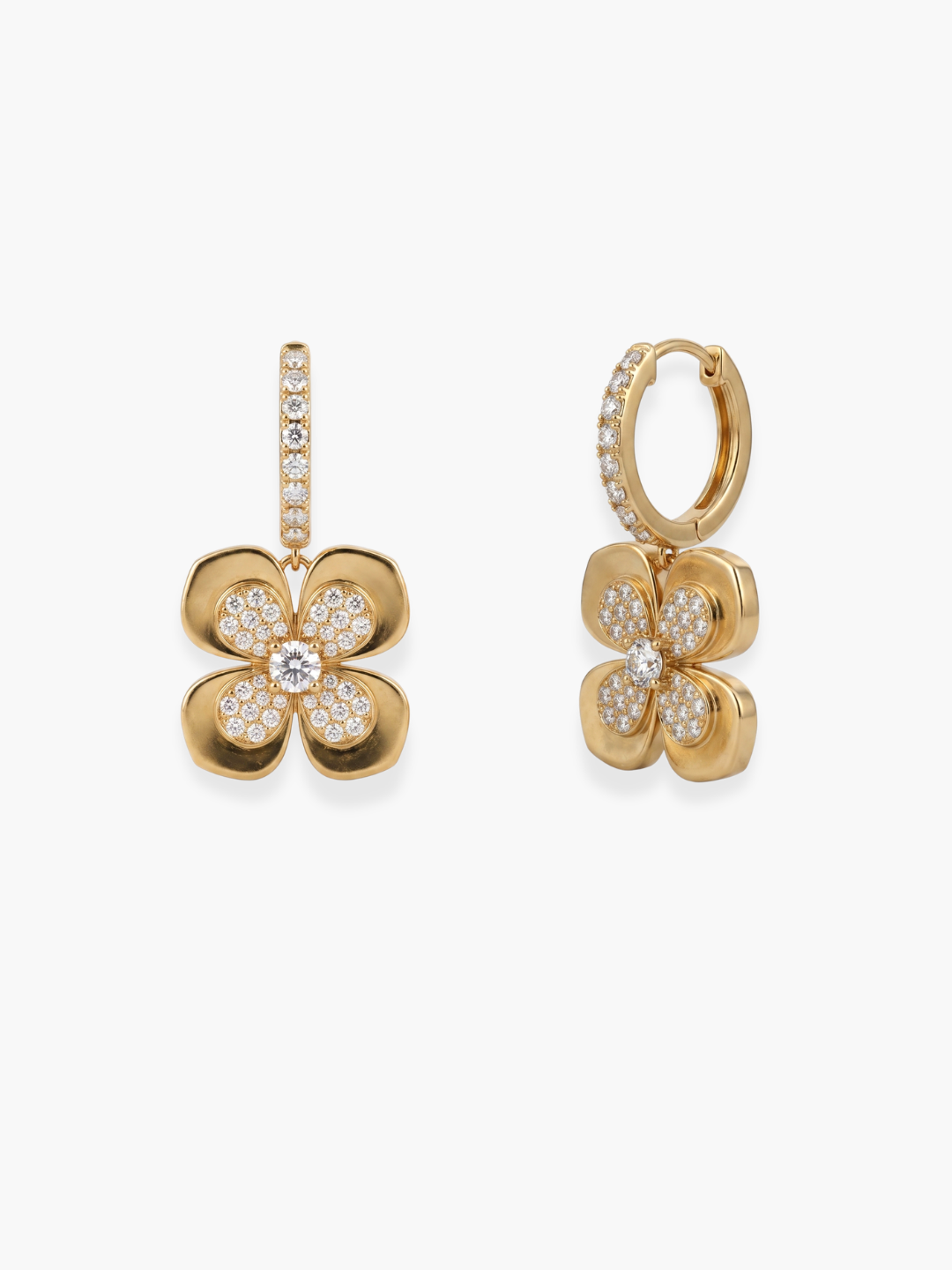 18k White Gold Florea Gold And Diamond Dangling Earrings