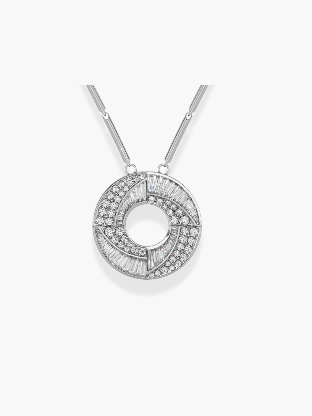 18k White Gold Large Size Diamond Round Shaped Pendant