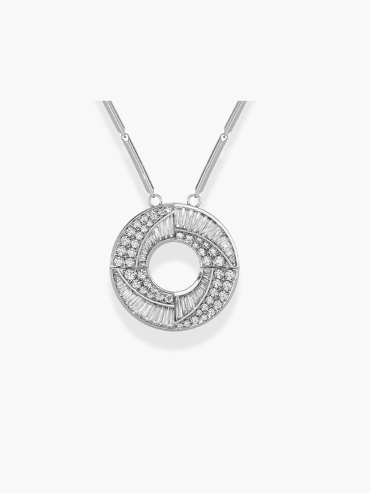 18k White Gold Large Size Diamond Round Shaped Pendant