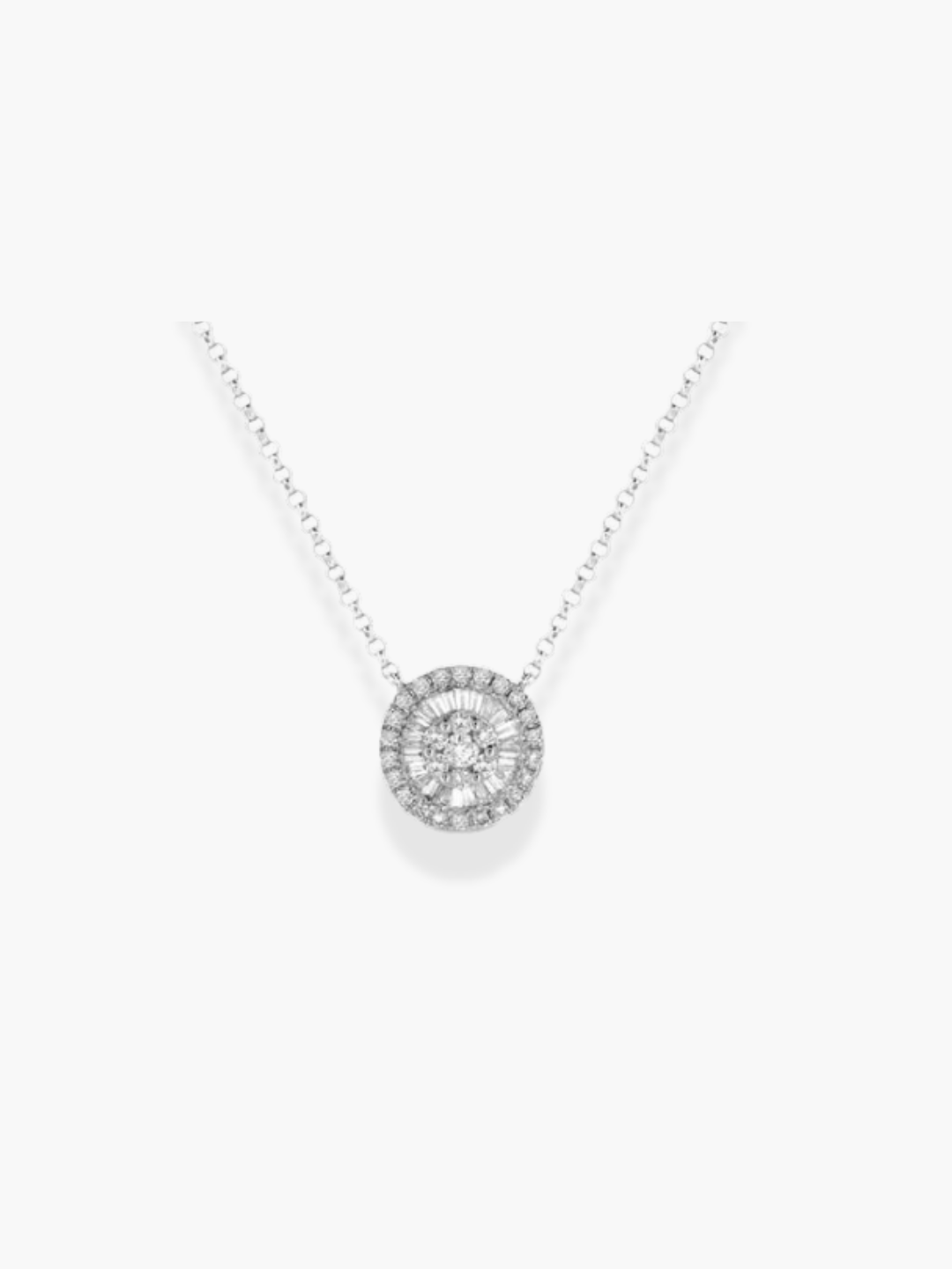18K White Gold Round Diamond Pendant