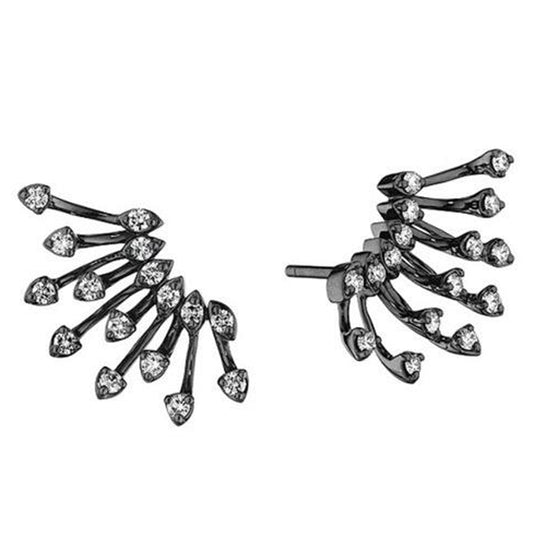 18K Black Rhodium Diamond Earrings