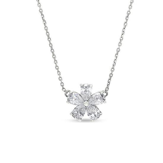 18K White Gold Flower Pendant
