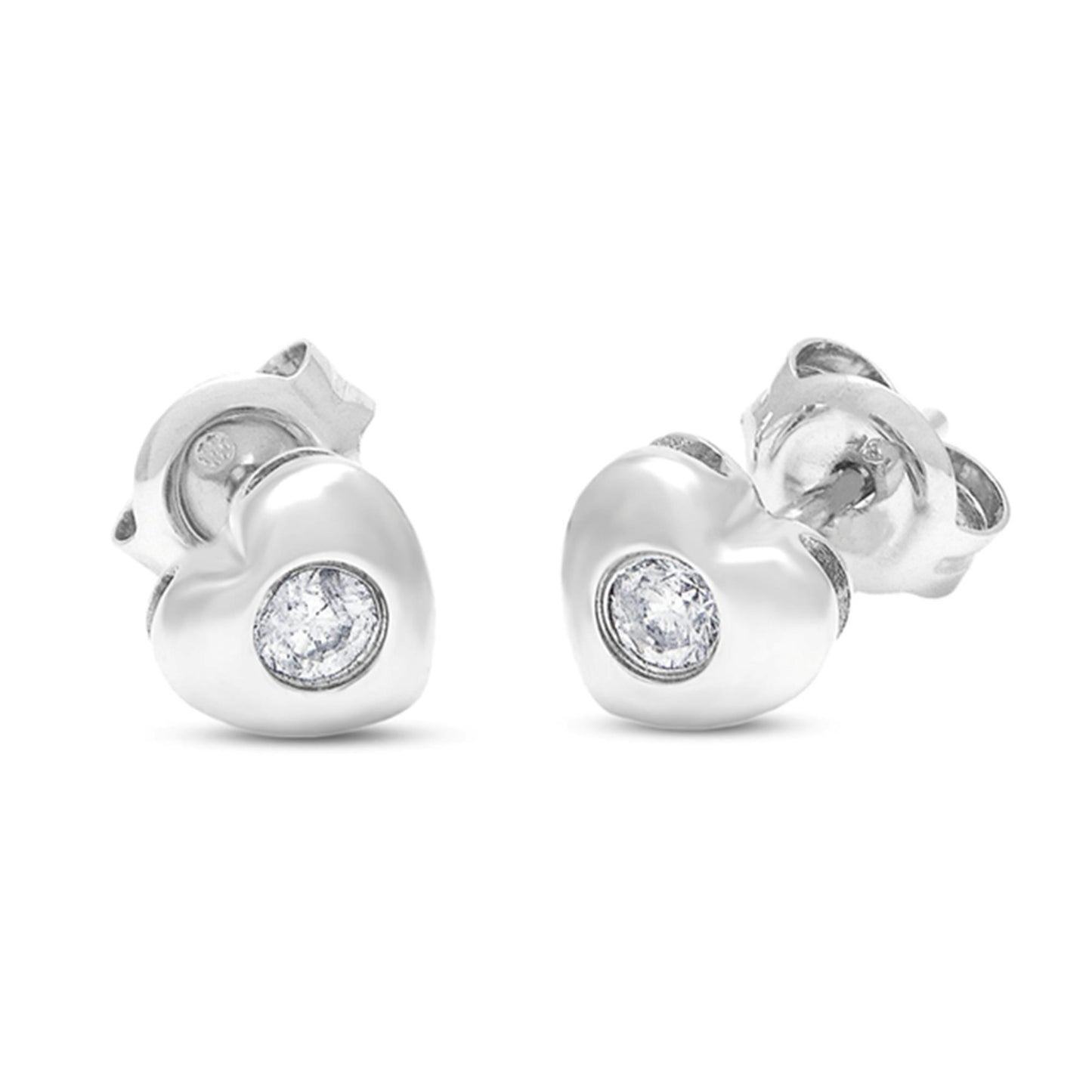 18k white diamond heart girl earrings