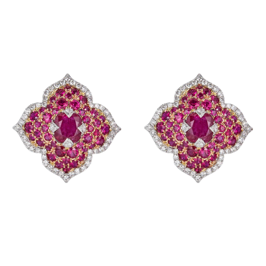 18K White Gold Piranesi Ruby Earrings