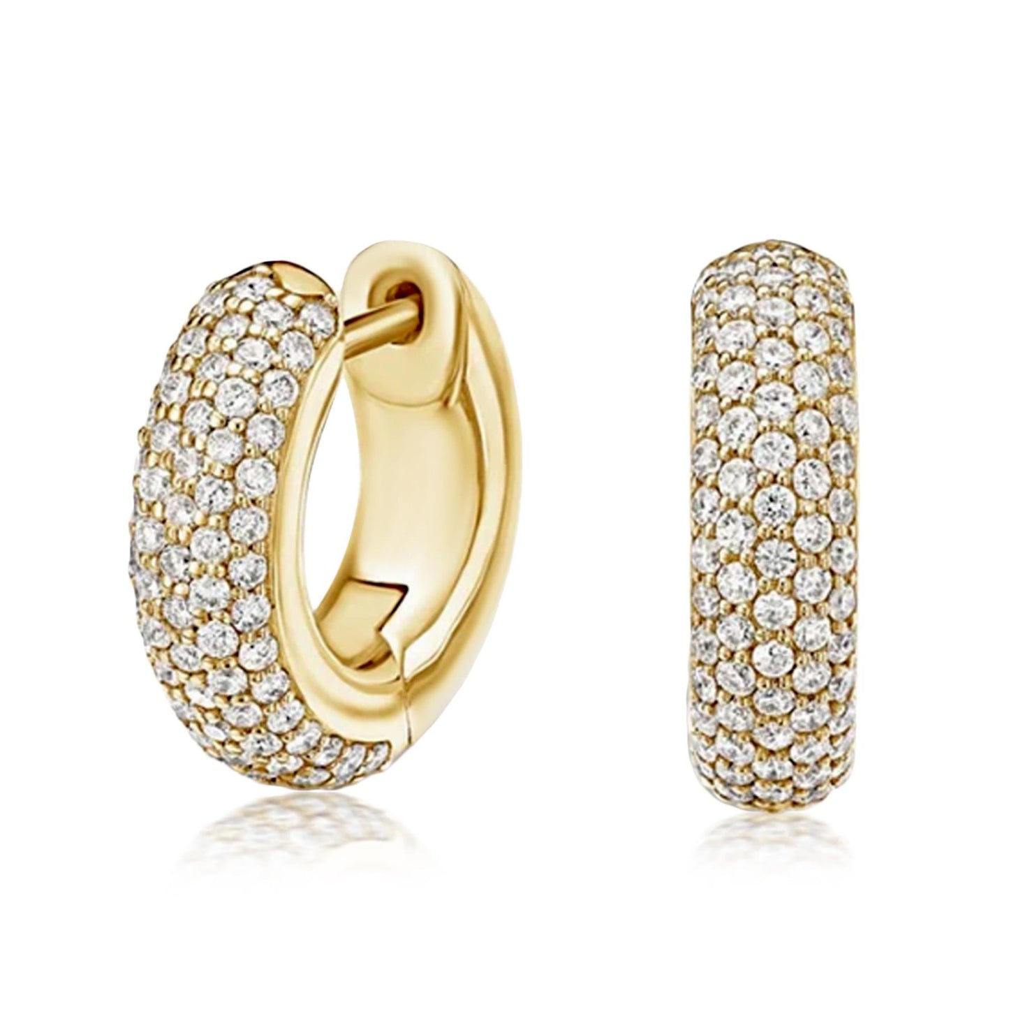 18K YELLOW GOLD PAVE DIAMOND HOOP EARRINGS