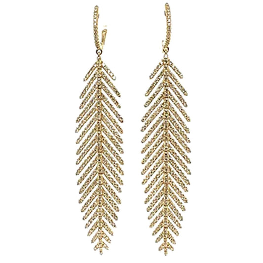 18k yellow gold diamond long earrings